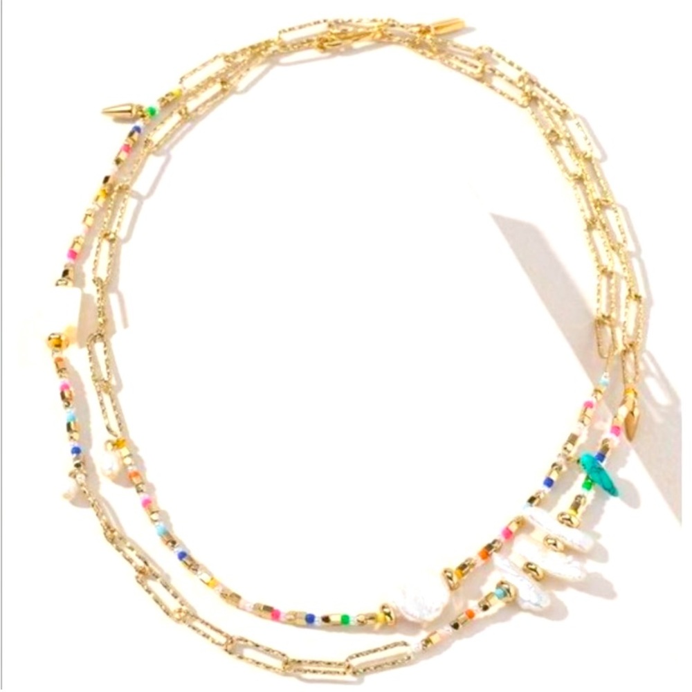 :: Stella & Dot Vibrant Modern Bohemian Mixed Metal chain necklace - Picture 2 of 4
